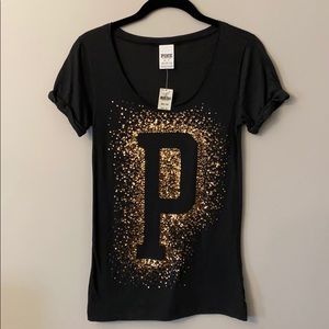 VS PINK gold sequined shirt